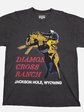 Diamond Cross Ranch Shirt Mens L Jackson Hole Wyoming Horse Graphic Tee Rodeo